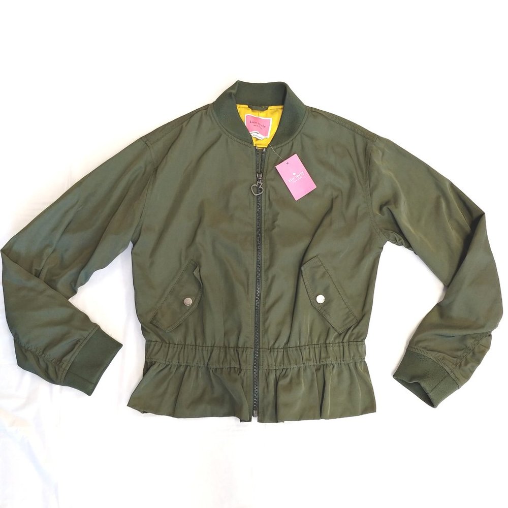 NWT Kate Spade Twill Flounce Bomber Jacket size XS